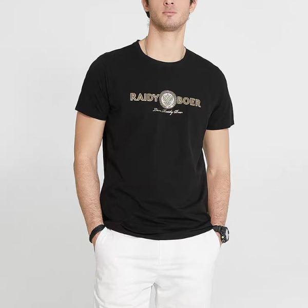 2025新款短袖夏季潮流紧身修身款男装刺绣印花潮牌体恤617