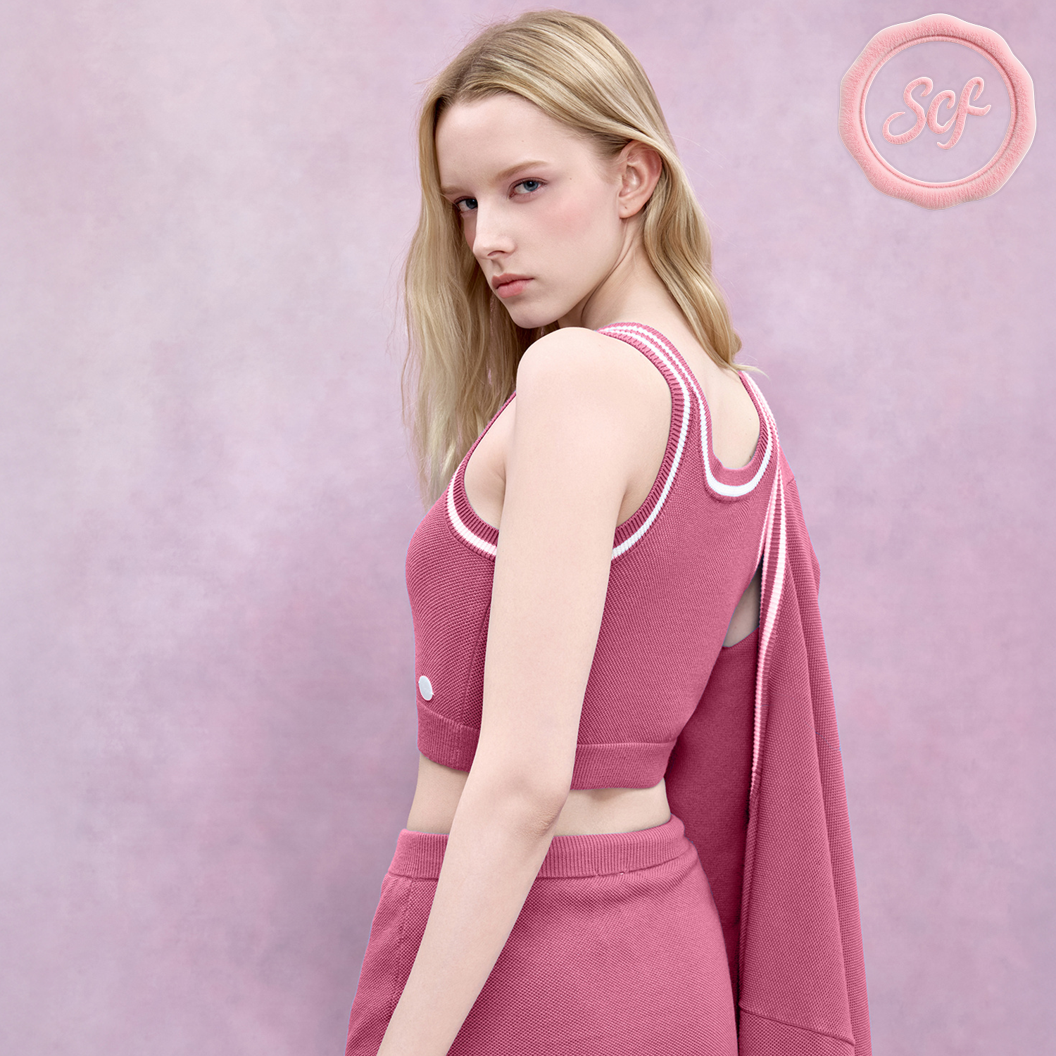 Juicy Couture【slow cleanfit系列】橘滋华夫格肌理修身针织背心女