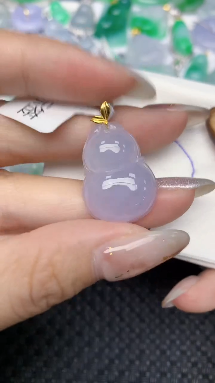 颈饰18K金镶嵌翡翠天然缅甸翡翠a货百元以上9元证书费自理