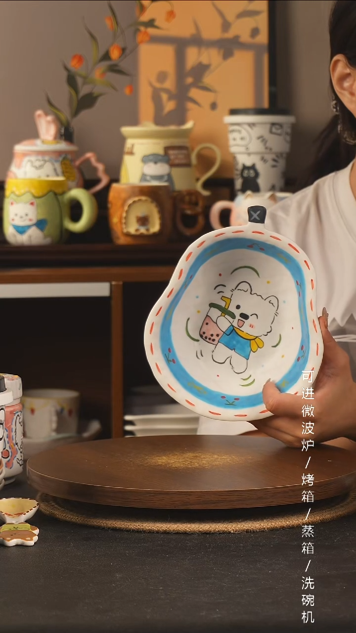杯子景德镇高温釉下彩纯手绘创意瓷  4