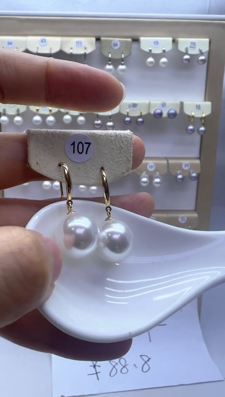 银S925镶嵌淡水珍珠耳饰107