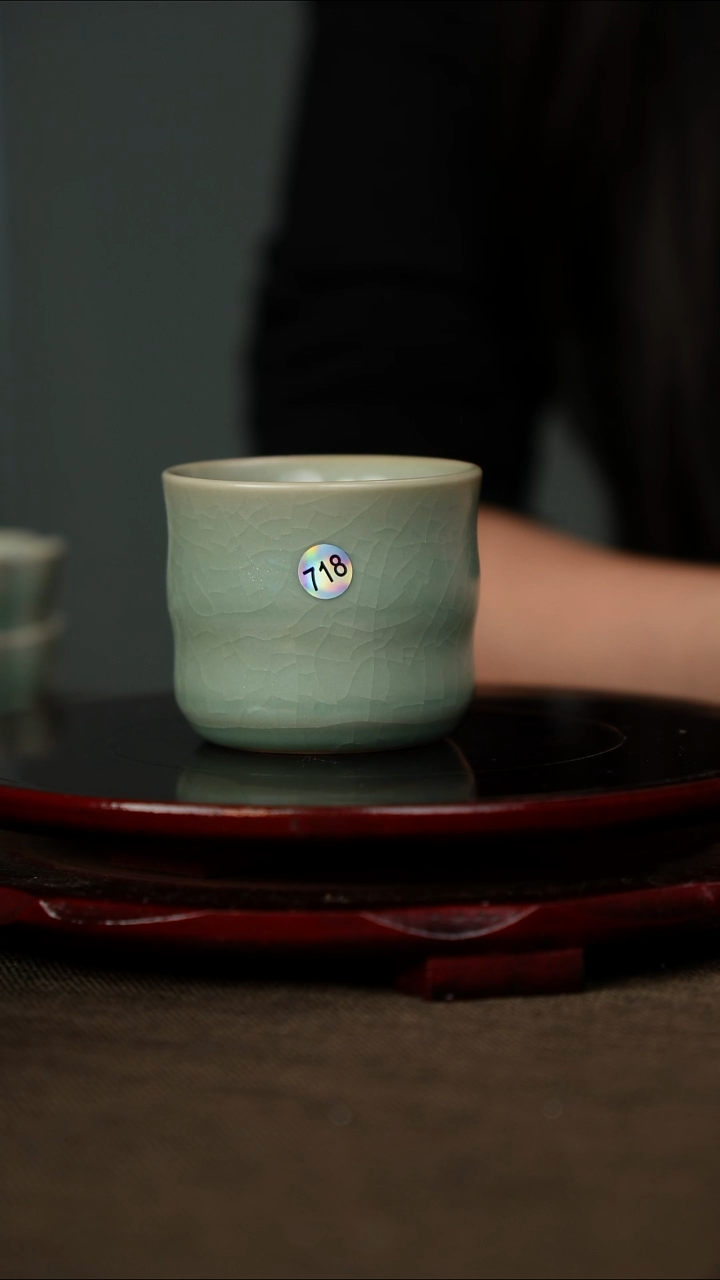 全品 竹节杯 无底款 仿古釉
