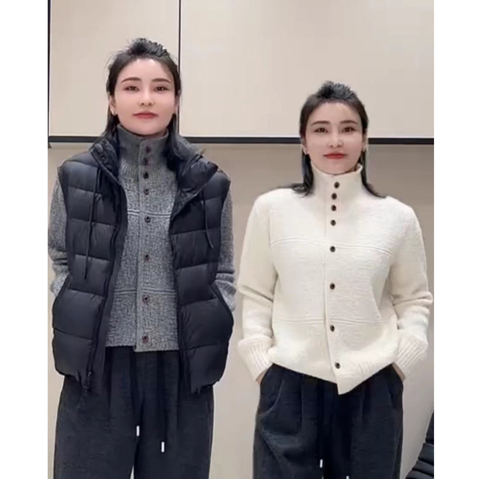 【冬季新款】加厚立体纯色针织扣子开衫7755