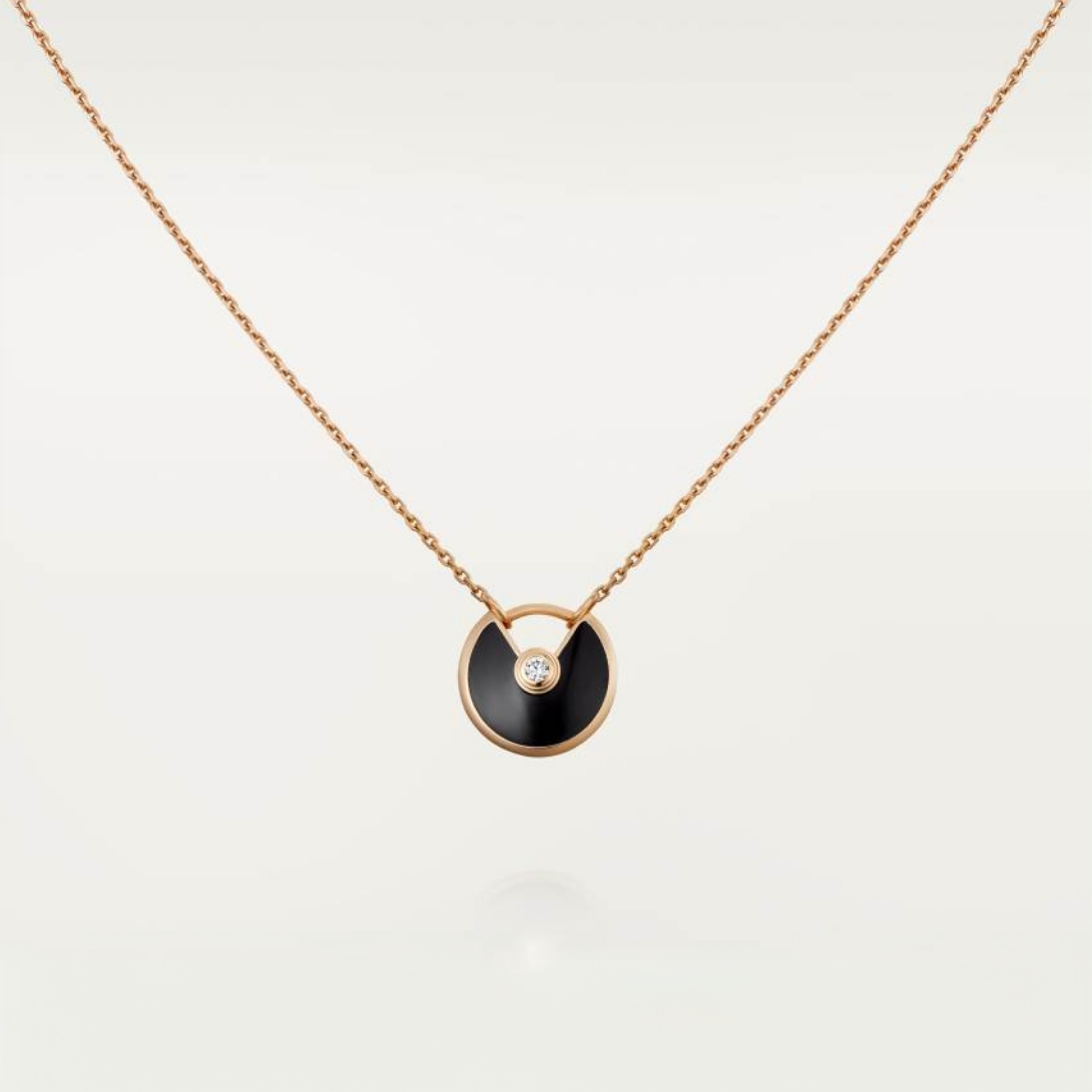 99新 Cartier/卡地亚 玫瑰金色 镶嵌黑色 护身符项链