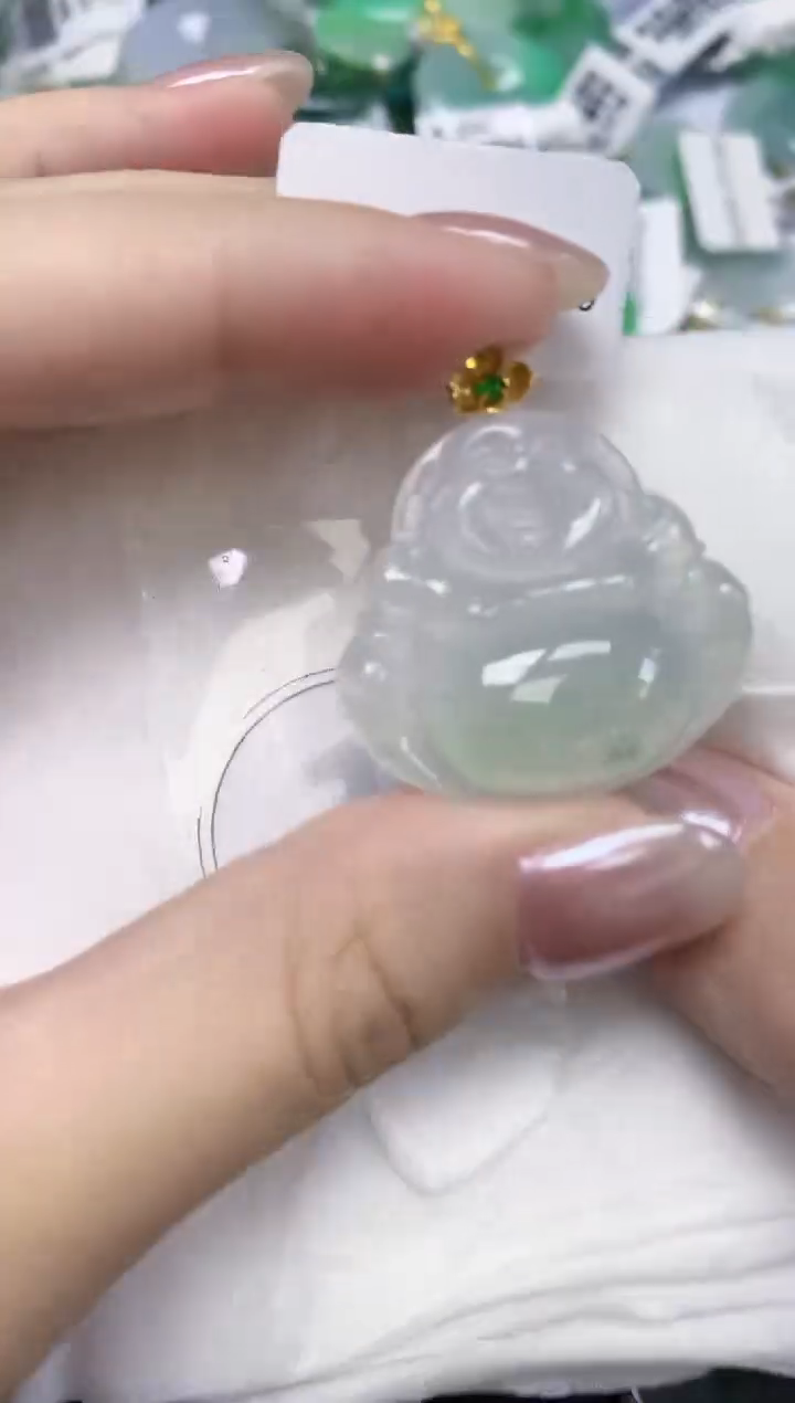 翡翠18K金镶嵌颈饰天然缅甸翡翠A货百元以上9元证书费自理