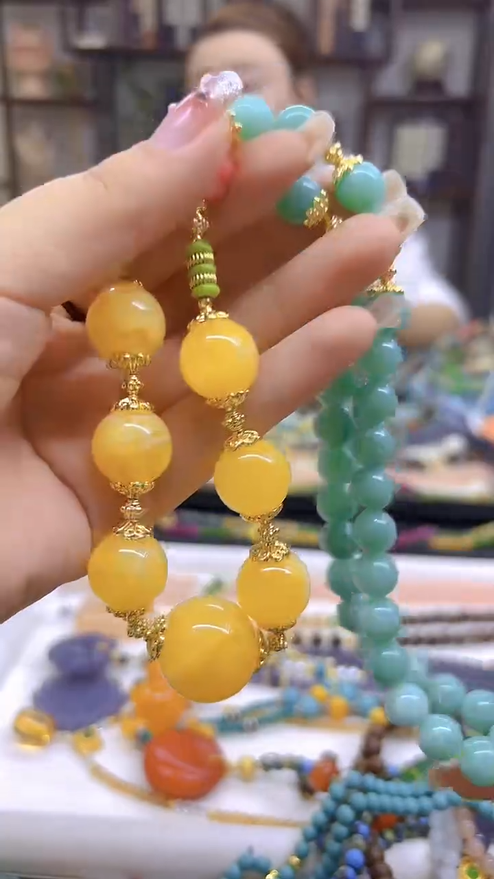 未镶嵌毛衣链蜜蜡DIY款M648