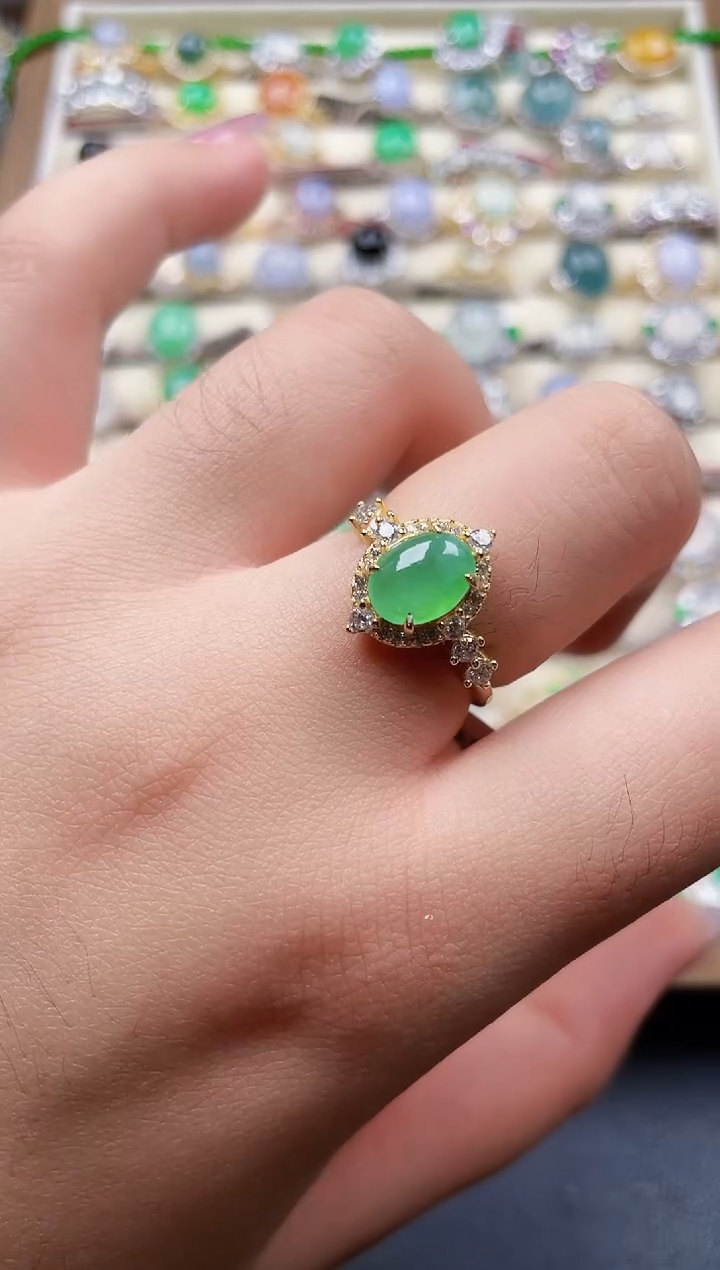 银S925镶嵌戒指翡翠77