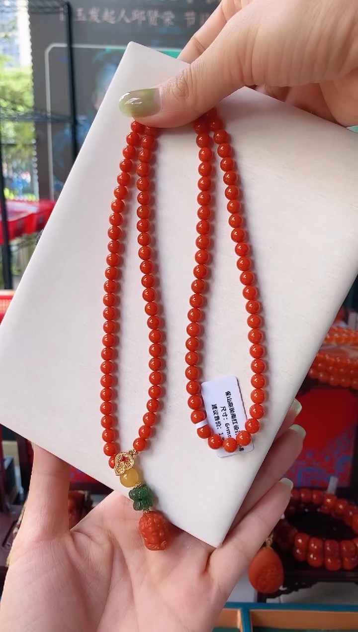 手串银S925镶嵌南红玛瑙保山高抛南红宝宝佛设计款6+mm