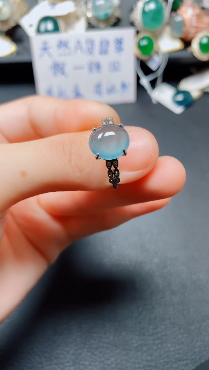 翡翠戒指银S925镶嵌翡翠