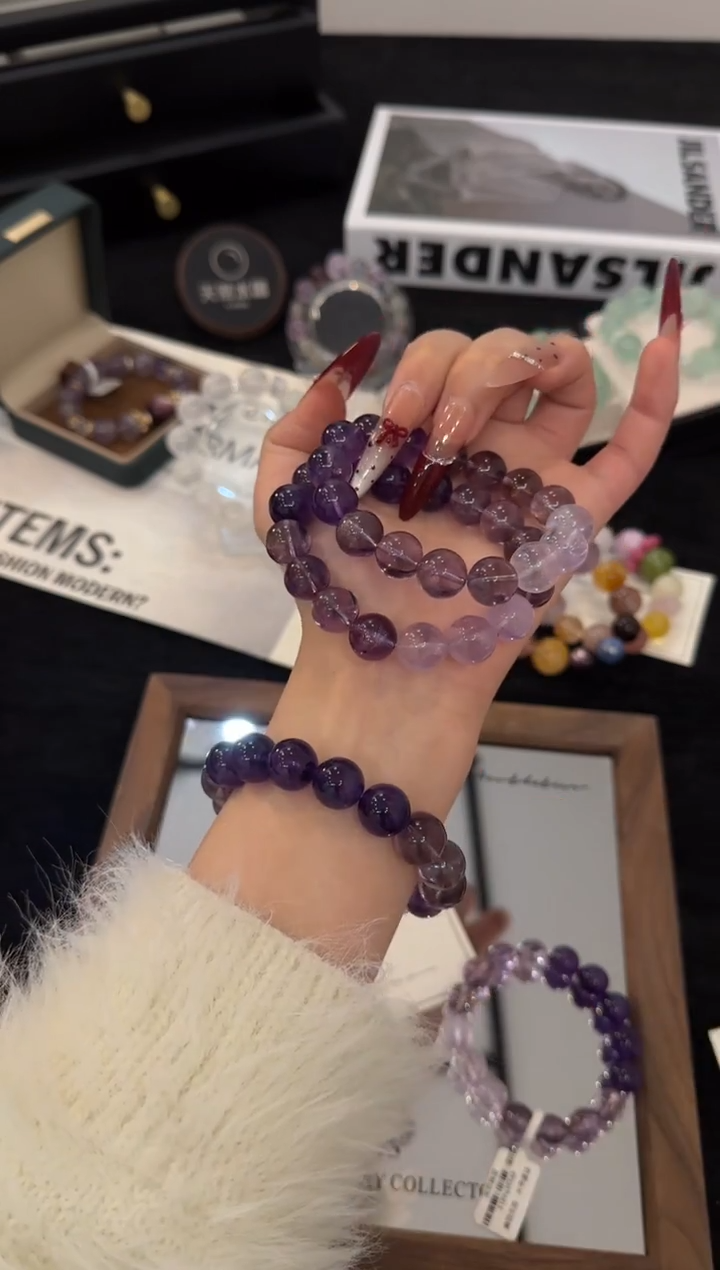 未镶嵌手链水晶渐变紫水晶x3550