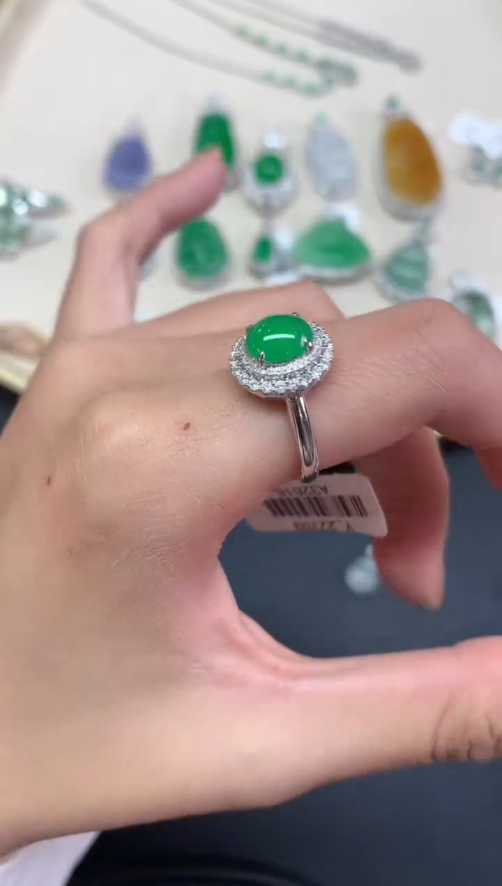 【闪购商品】翡翠戒指18K金镶嵌戒指A171|12800