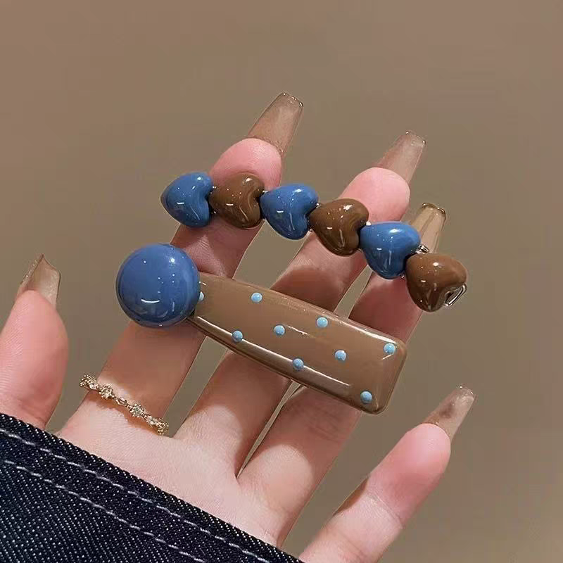 海盐奶咖~发夹女爱心边夹前额一字发卡碎发刘海夹子头饰2025新款商品图