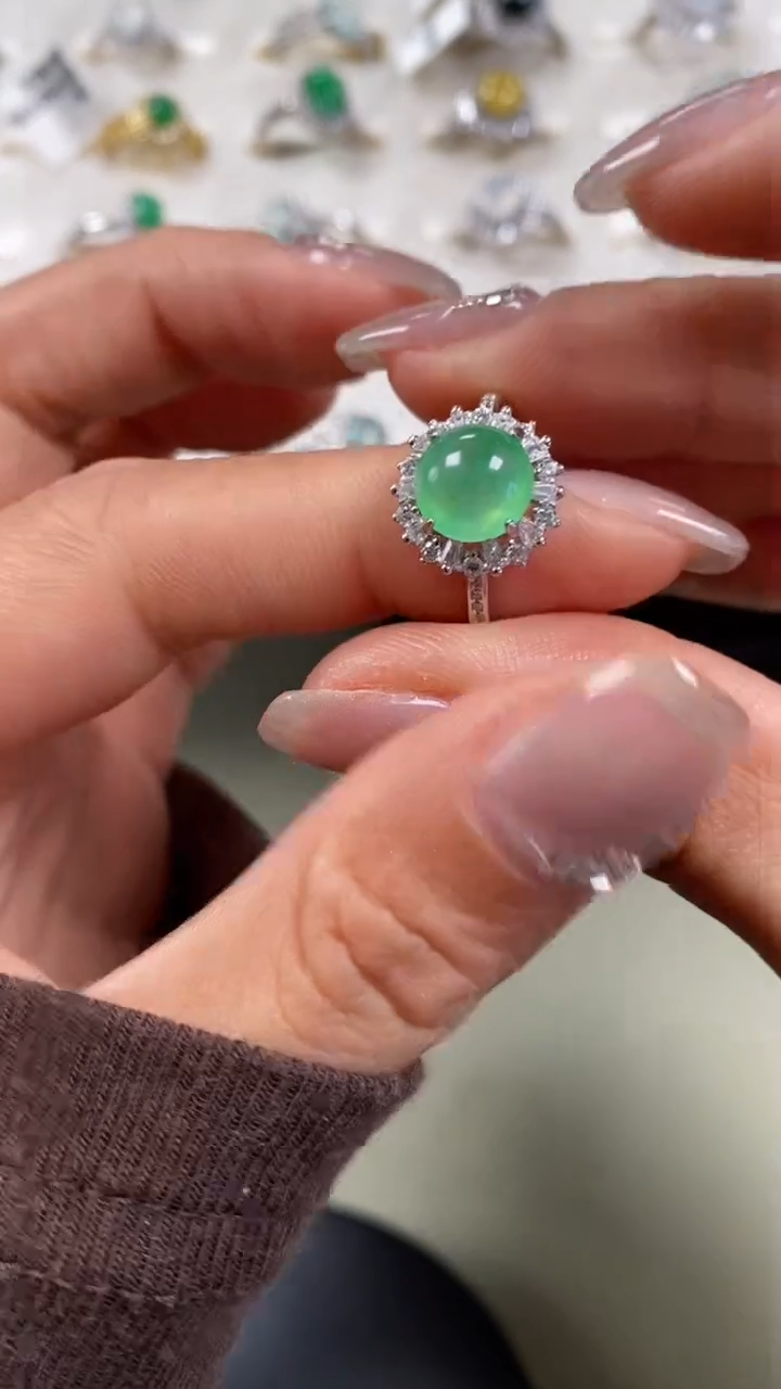 【闪购商品】翡翠戒指银S925镶嵌9964