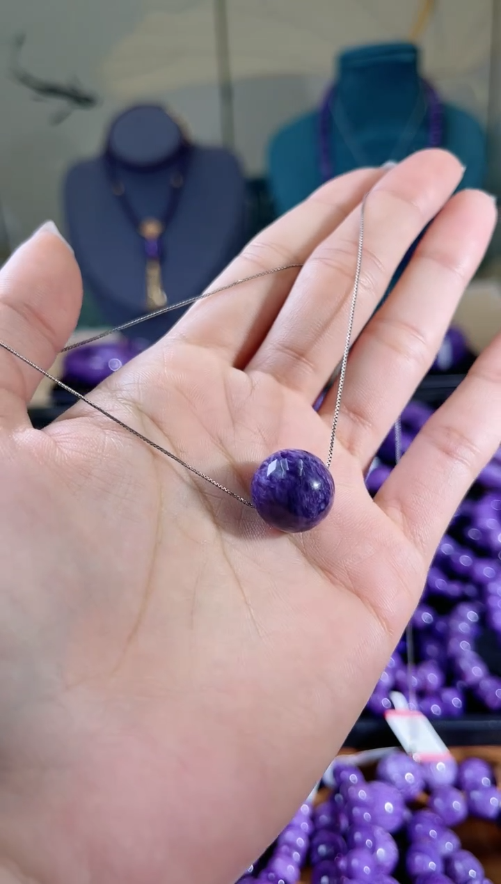 【闪购商品】查罗石（紫龙晶）吊坠未镶嵌锁骨珠