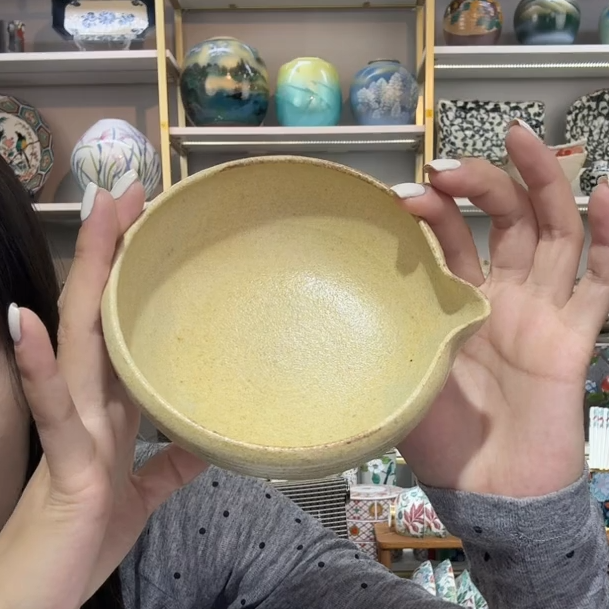 【单支】日本进口志野烧怀石珍味异型钵-陶黄