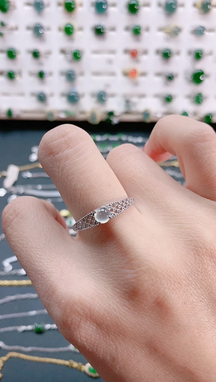 【闪购商品】翡翠戒指银S925镶嵌天然翡翠