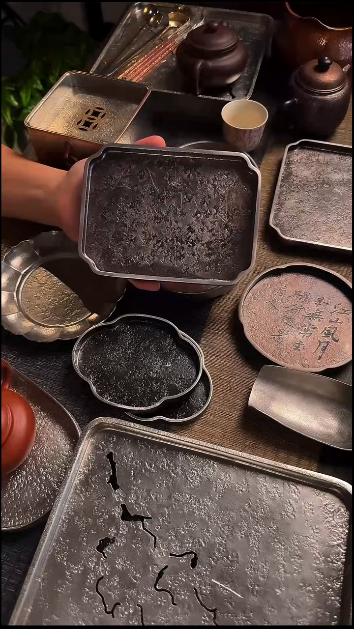 金属手加厚锡茶盘