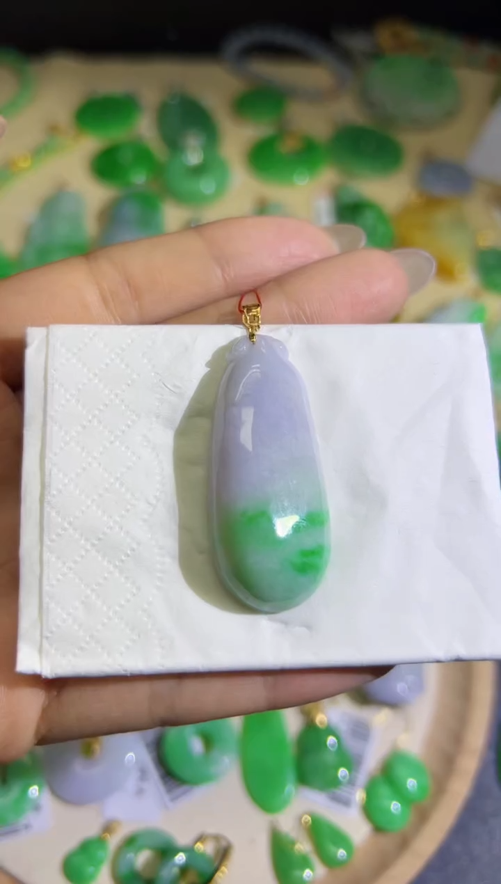 【闪购商品】翡翠颈饰18K金镶嵌Q缅料A货翡翠/支持复检/一件