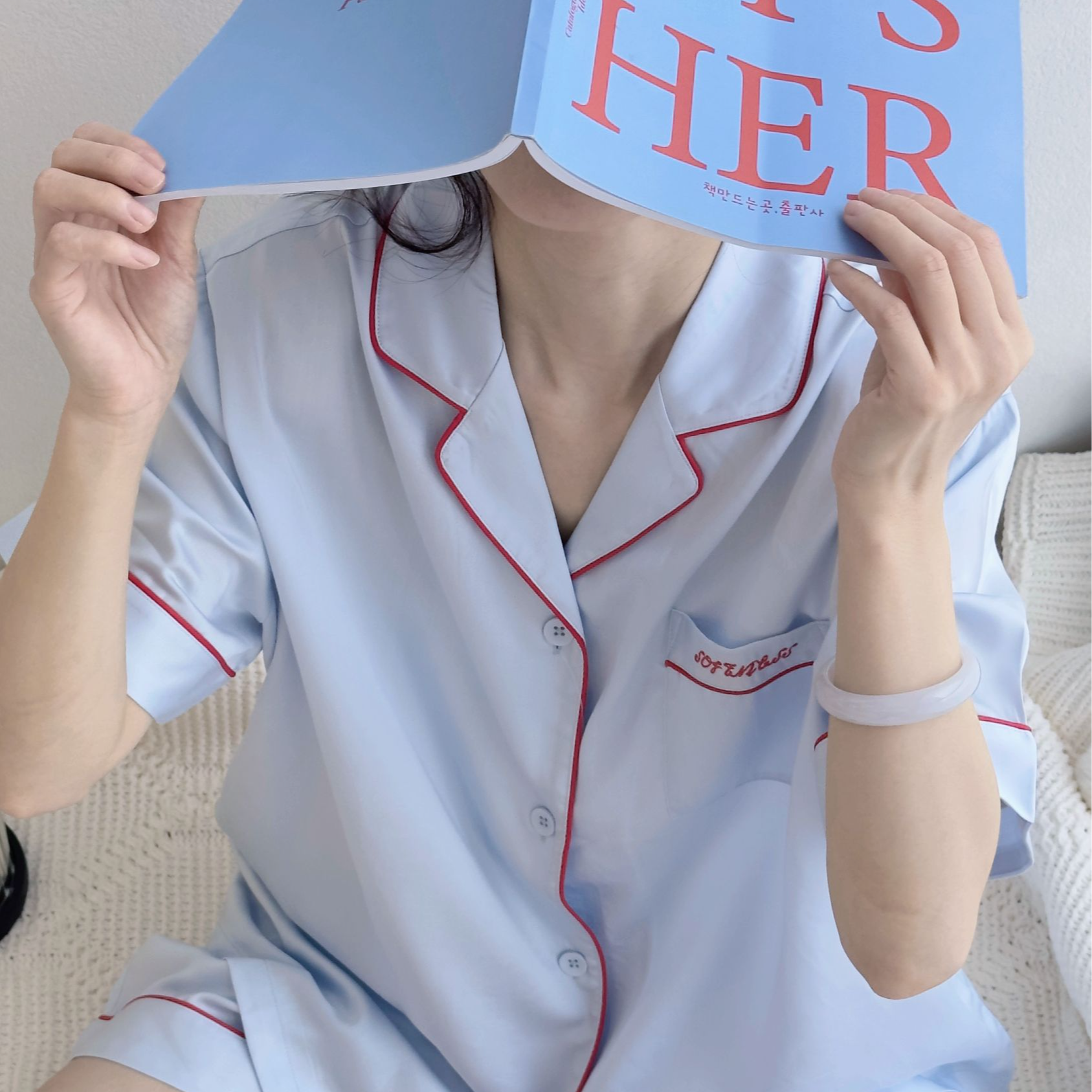 羽介漂浮云端天丝薄款短袖睡衣 夏季透气简约宽松柔软舒适家居服