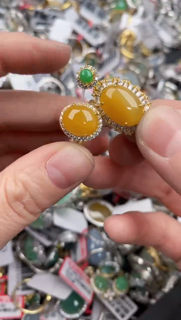 银S925镶嵌戒指翡翠10  9