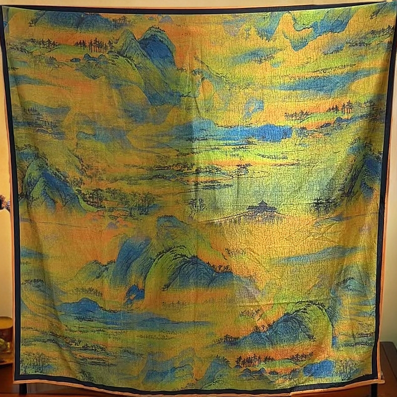 上海故事C01捡漏双面双色140cm千秋画卷方巾香云老料贵气长辈礼物