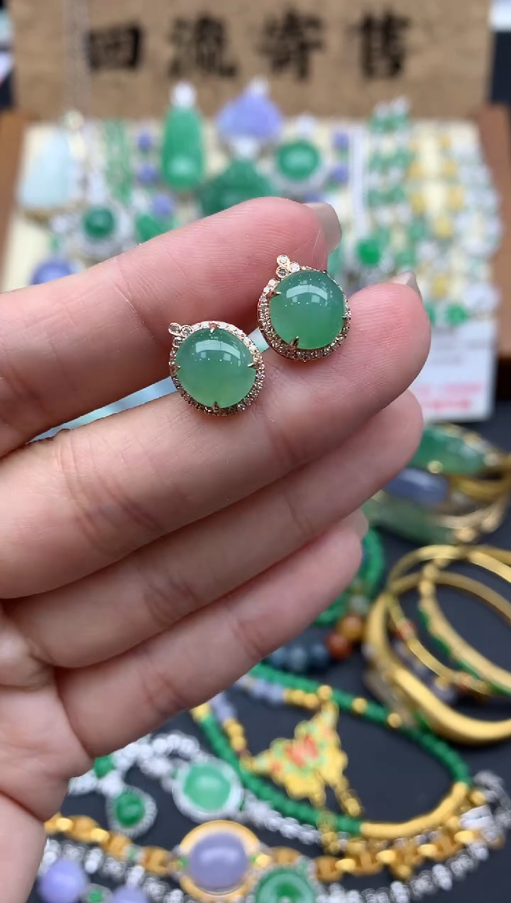 【闪购商品】翡翠耳饰18K金镶嵌280-中国好珍宝