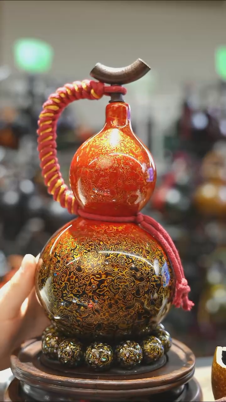 【闪购商品】WU172漆艺酒葫芦不包手串及旋转底座