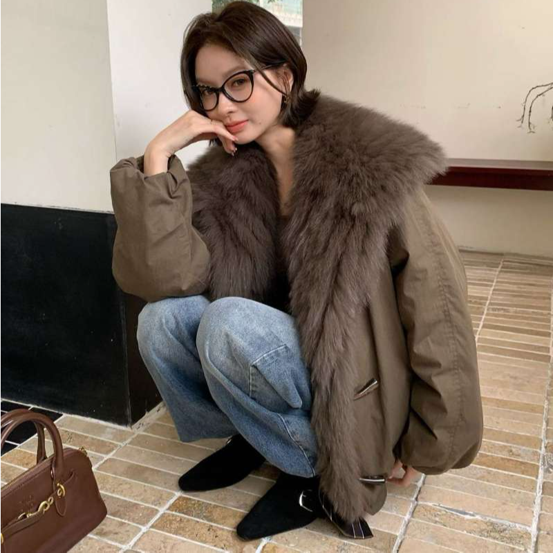 冬季韩版甜酷毛领外套百搭棉服宽松派克服外套