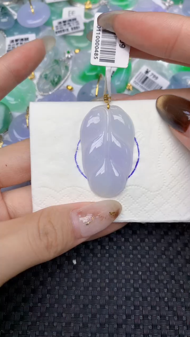 颈饰18K金镶嵌翡翠天然缅甸翡翠a货百元以上9元证书费自理