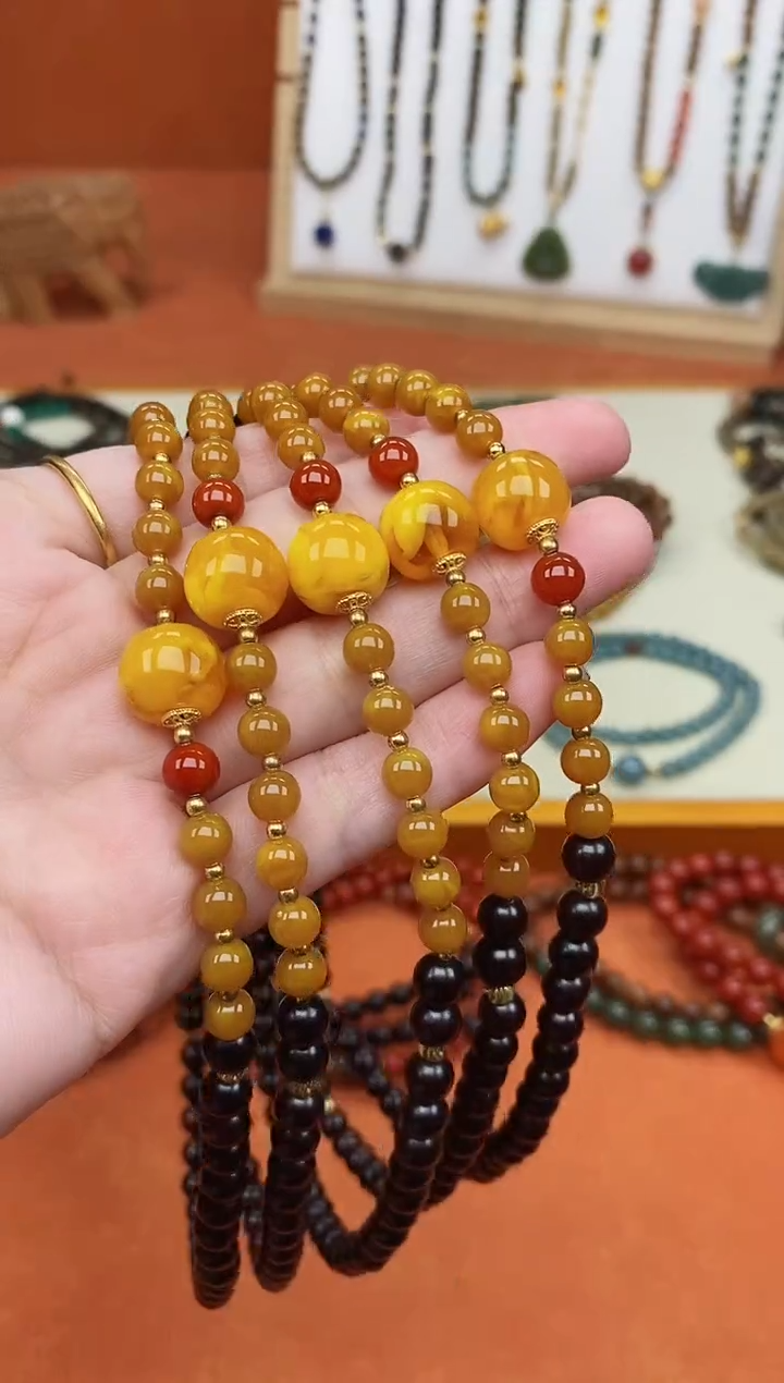 手串檀香紫檀（小叶紫檀）未镶嵌双圈印度小叶紫檀老蜡手串