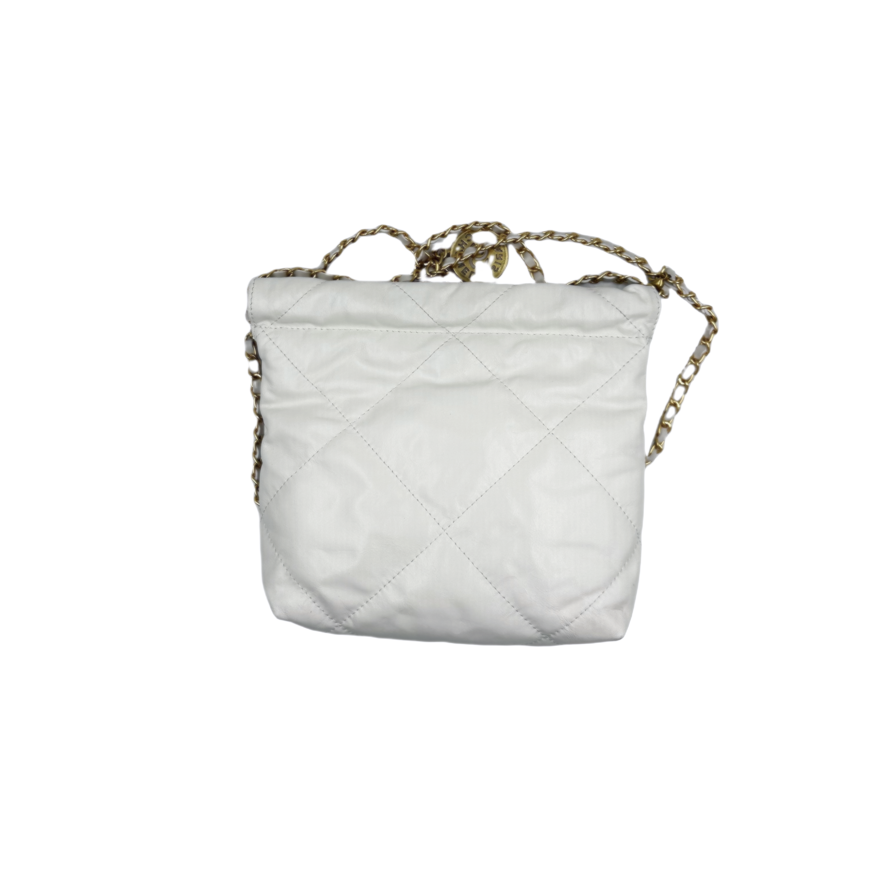 LQ-珍妮同款【油蜡亮面真皮垃圾袋】白色23cm  10228