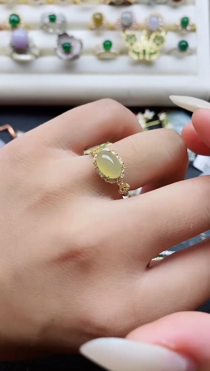 银S925镶嵌戒指翡翠1