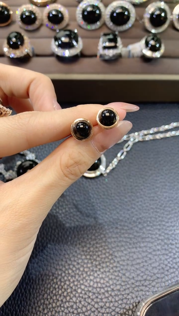 翡翠18K金镶嵌耳饰C2翡翠多样性发一件