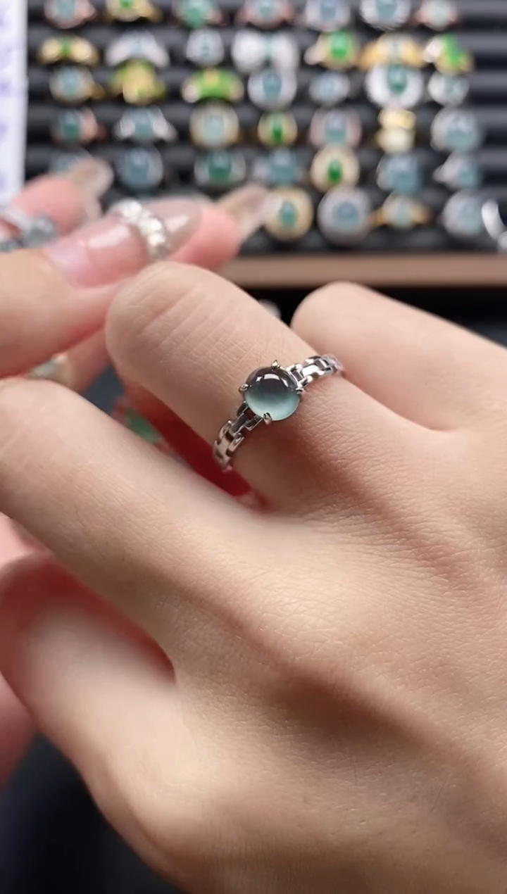 银S925镶嵌戒指翡翠51511