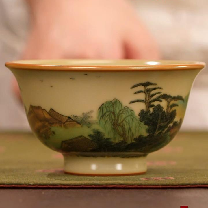 【小乔赏瓷】谢小金山水十二景压手杯xxj795