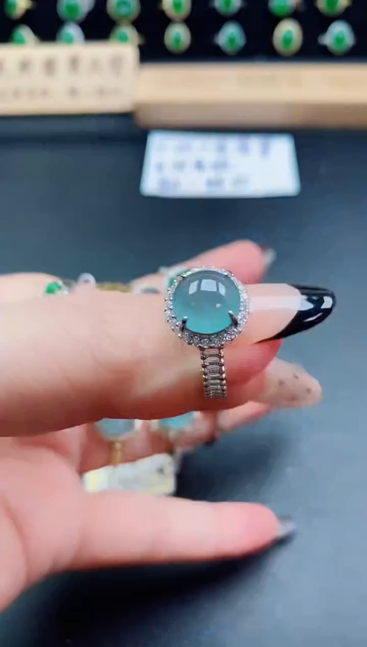 银S925镶嵌戒指翡翠1