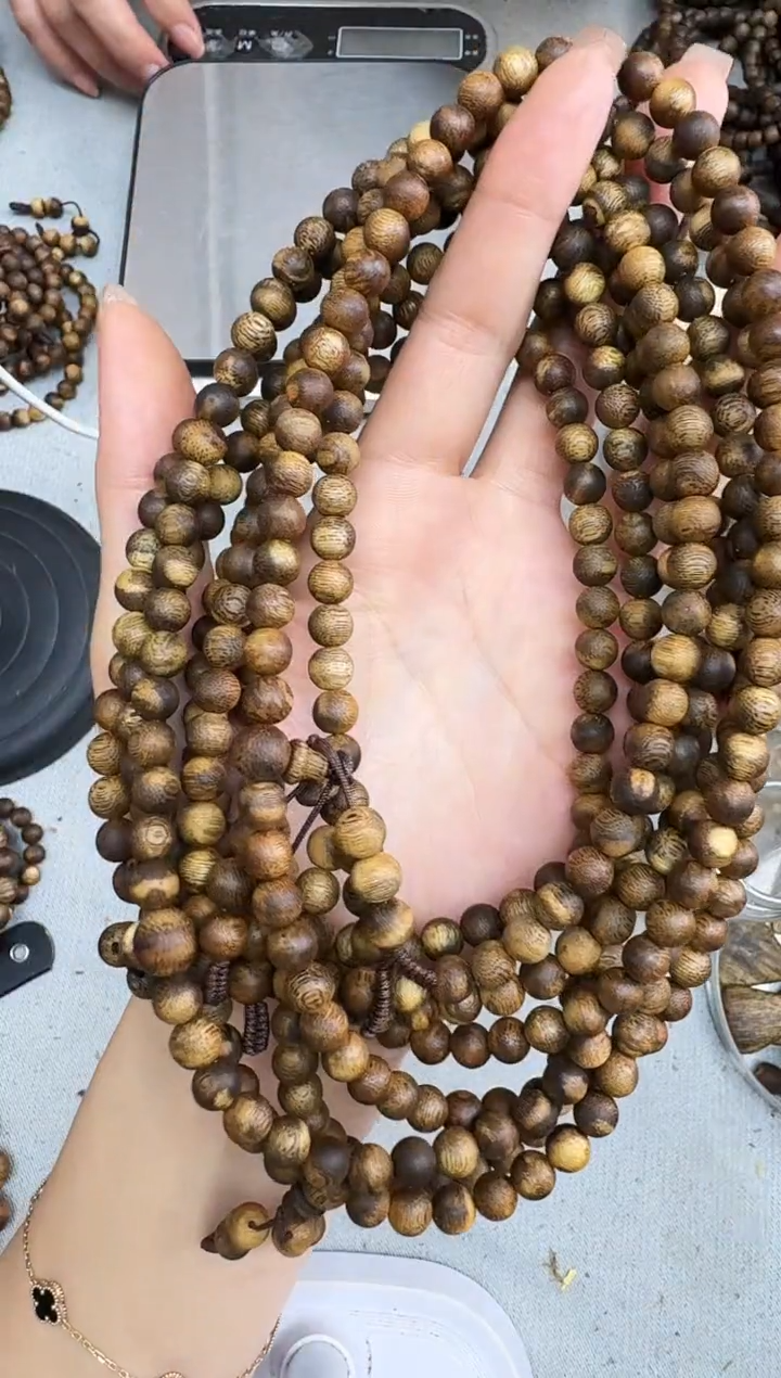 沉香手串0712白棋圆珠多圈多样性发一