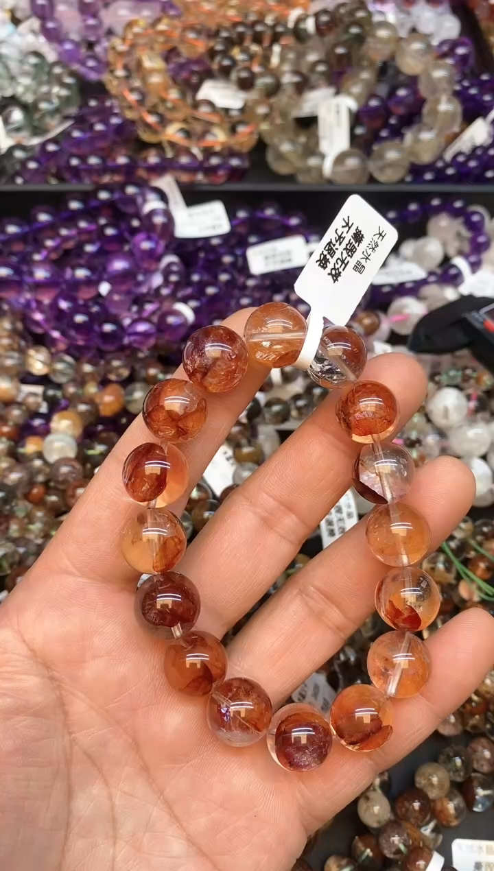 【闪购商品】水晶手链未镶嵌b89 红胶花13mm+