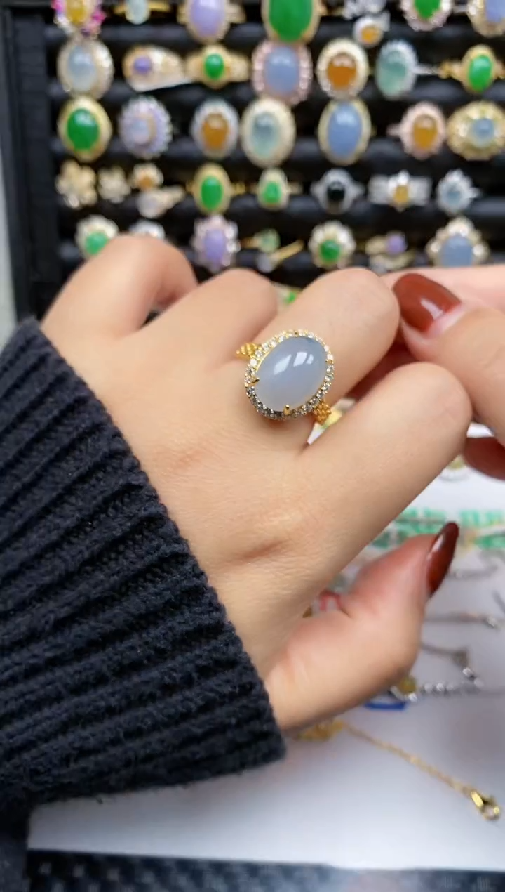 银S925镶嵌戒指翡翠388