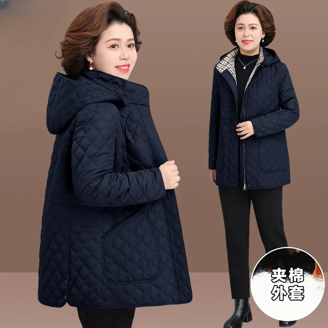 B256妈妈冬装外套轻薄棉衣2025新款中老年人女秋冬夹棉袄大码棉服