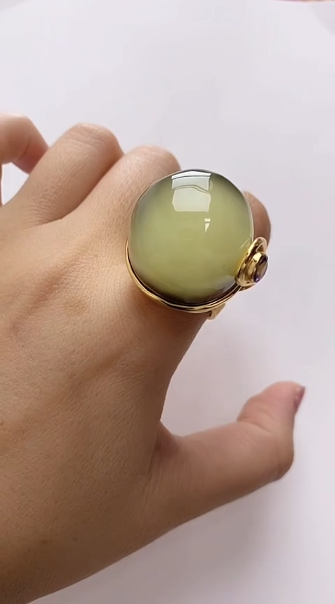 【闪购商品】琥珀裸石银S925镶嵌琥珀戒指