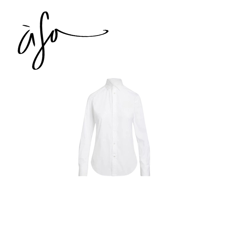 ASA-【小马刺绣白色亚麻长袖衬衫+短裤】