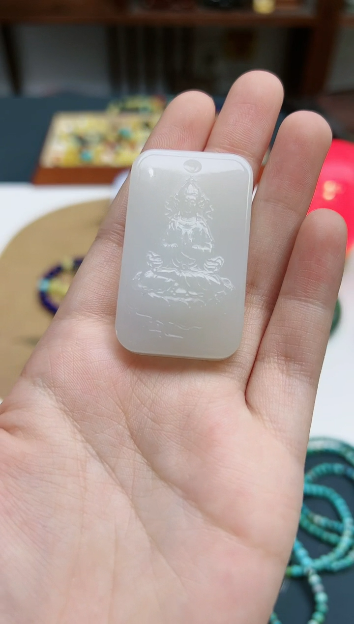 【闪购商品】和田玉吊坠未镶嵌和田玉大日如来吊坠*1 QC编绳