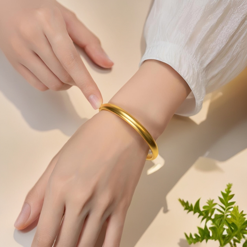 铜合金手镯 8Ｎ精工轻奢内心经亮面实心光面气质百搭手镯镯子素款