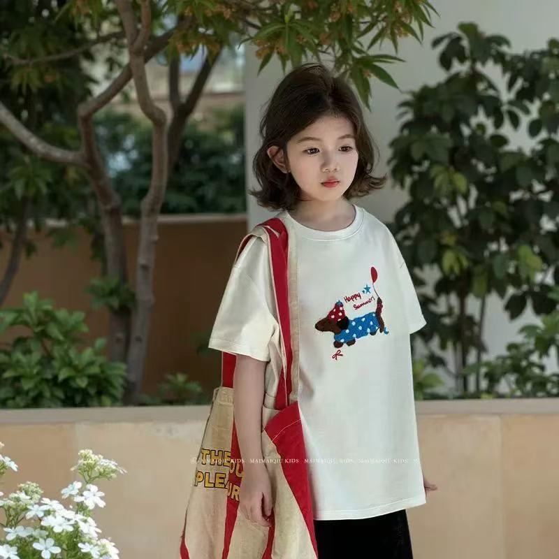 505691  韩版男童女童舒适时尚洋气百搭日常腊肠狗短袖