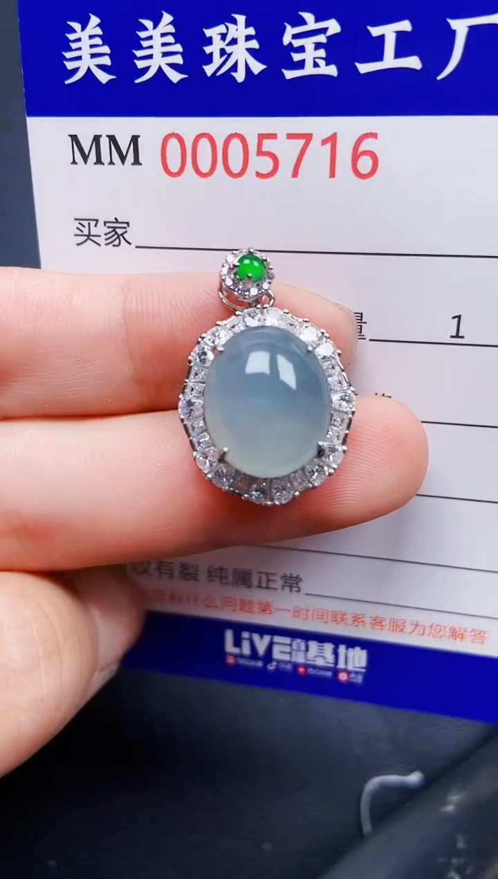 翡翠银S925镶嵌颈饰5716