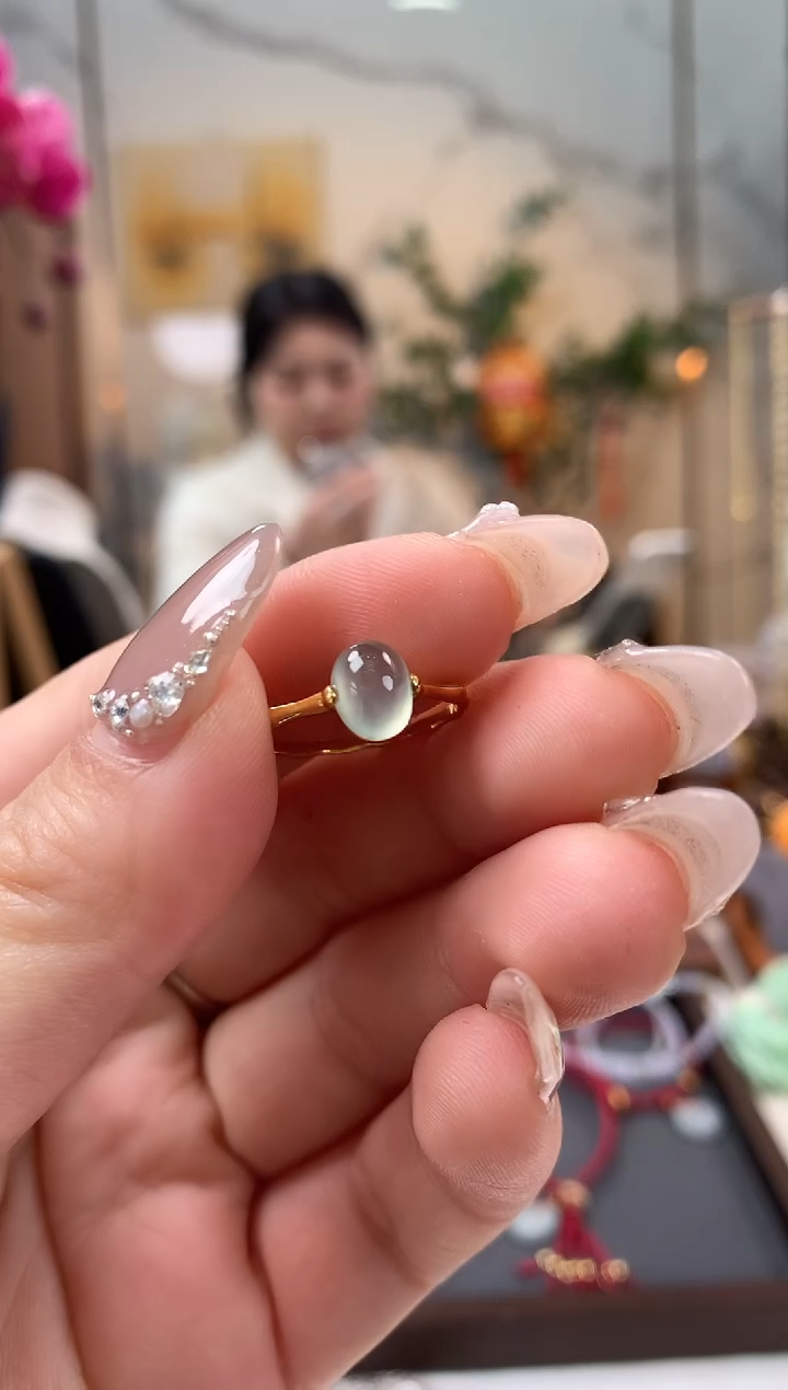 【闪购商品】翡翠戒指18K金镶嵌戒指