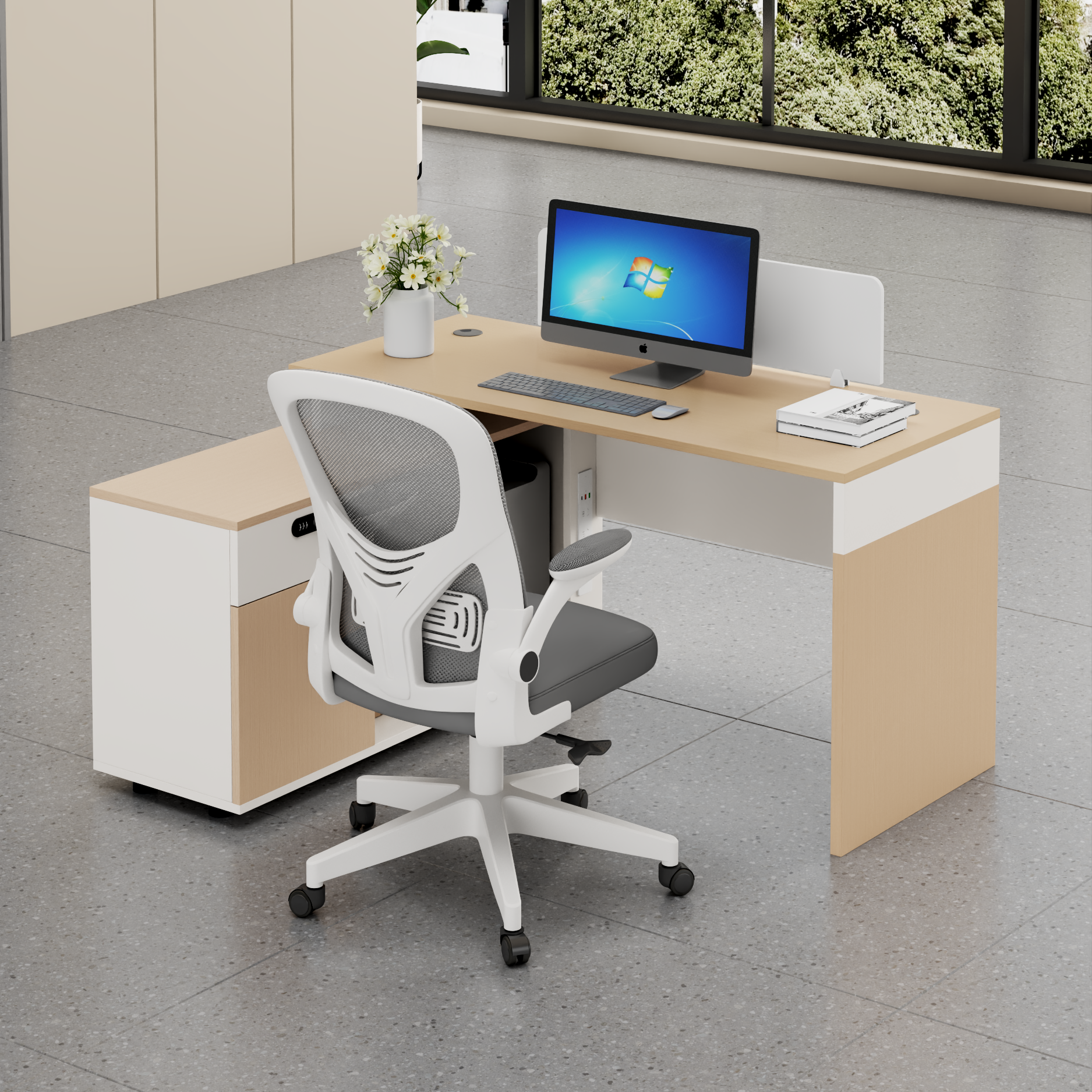 【CF-019】单人1.4米办公桌工位公司职员桌椅多人组合员工电脑桌子