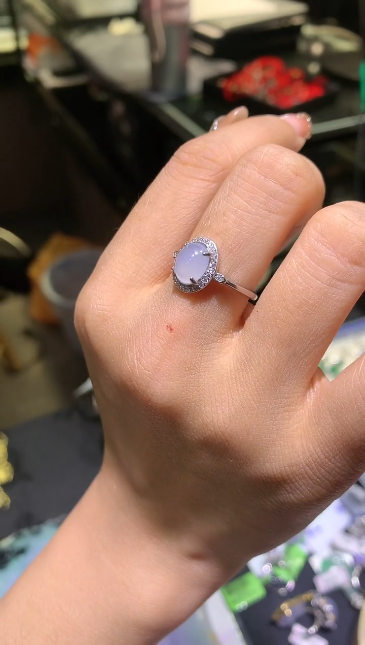 【闪购商品】翡翠吊坠(不含链)银S925镶嵌戒指