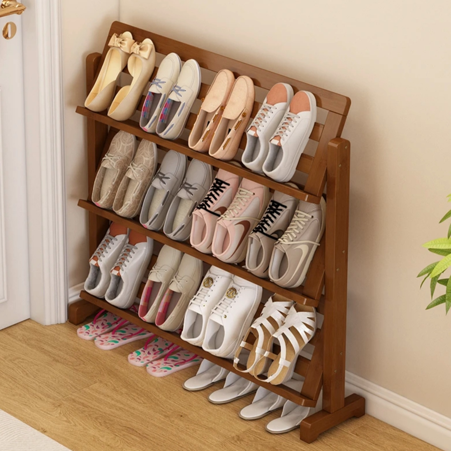 鞋架家用门口多层小户型省空间门后简约斜面大容量鞋架子书架报架